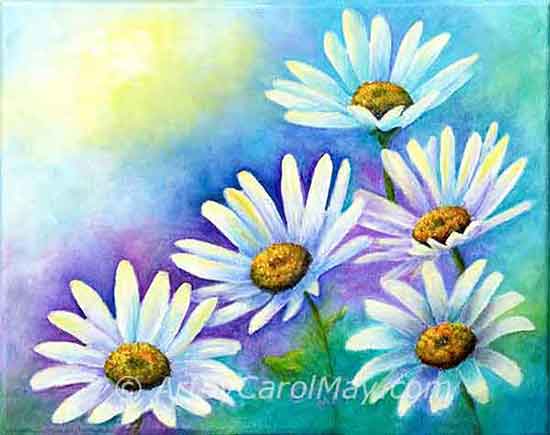 simple oil paintings of flowers