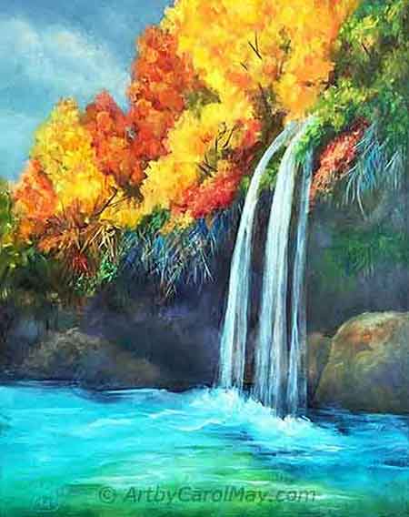 how to draw waterfalls step by step